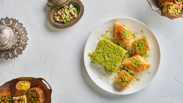 istock Turkish sweets with pistachio - baklava 1672028550