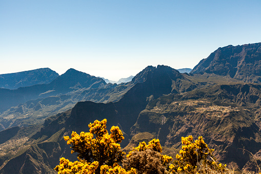 la reunion island mountain panoram view.