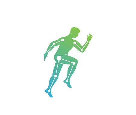 Physiotherapy treatment and Brain concept vector design. Human runner Physiotherapy clinic logo.