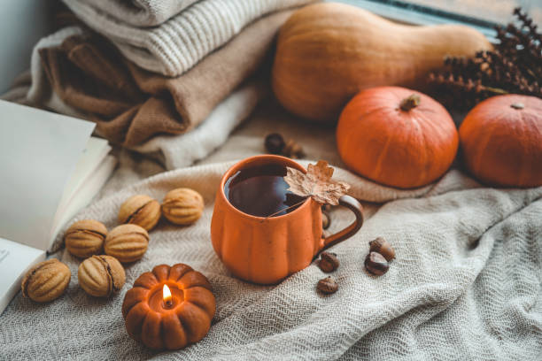 istock Cup of hot tea and a leaf, autumn mood 1672093337