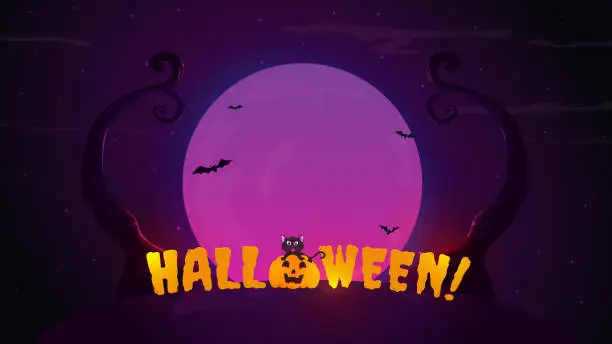 Vector illustration of Background with Halloween theme, a scary but cute