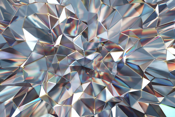 istock Luxury Abstract Realistic Crystals Texture with Prism Spectrum Caustic Reflection Close Up Background 3D rendering 1672107358
