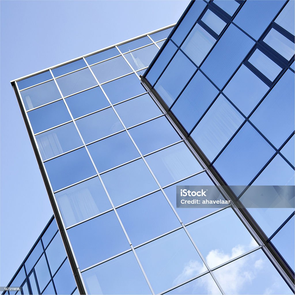 office building with blue sky office building with blue sky and clouds reflected in square image Abstract Stock Photo