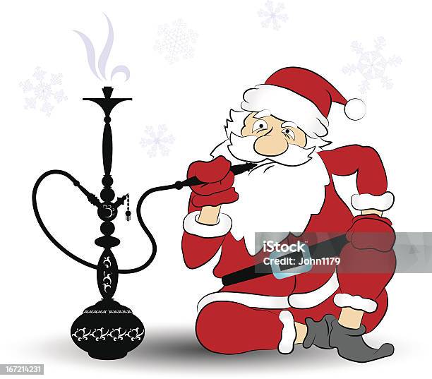 Santa Fumant Un Narguilé Vecteurs libres de droits et plus d'images vectorielles de Fumer du tabac - Fumer du tabac, Fumée - Structure physique, Père Noël