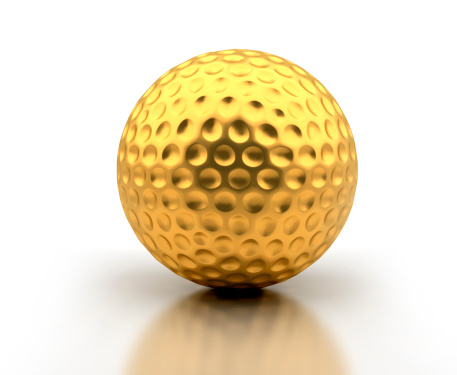 Golden Golf Ball Stock Photo - Download Image Now - Gold - Metal, Gold ...