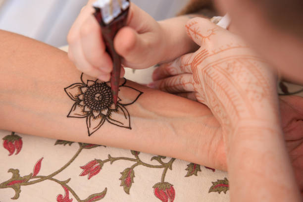 istock Henna design being applied to a persons arm 1672155071