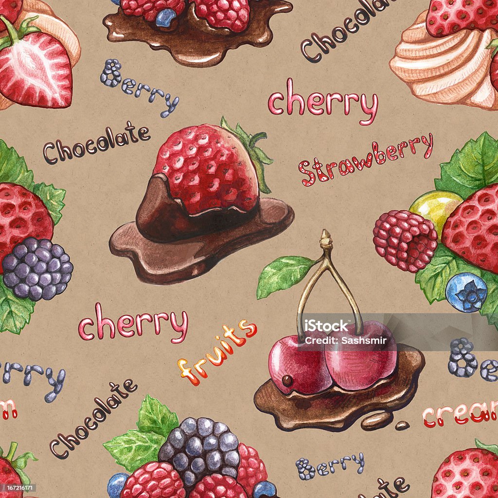 Seamless watercolor pattern con berry ilustraciones - Ilustración de stock de Alimento libre de derechos