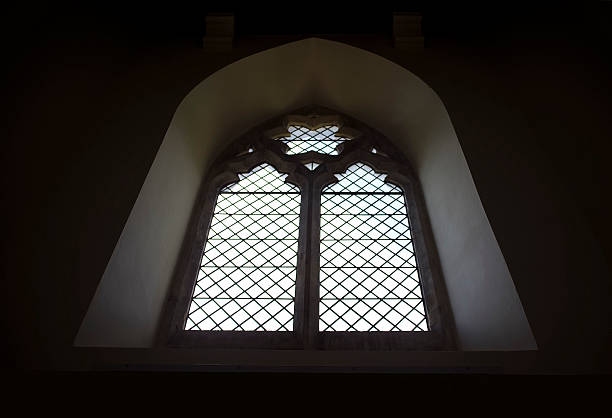 istock Leaded Glass Arched Church Window 167216314