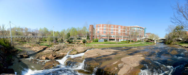 Downtown Greenville, SC panorama stock photo