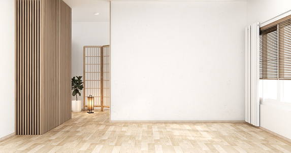 Empty wooden room,Cleaning room interior.