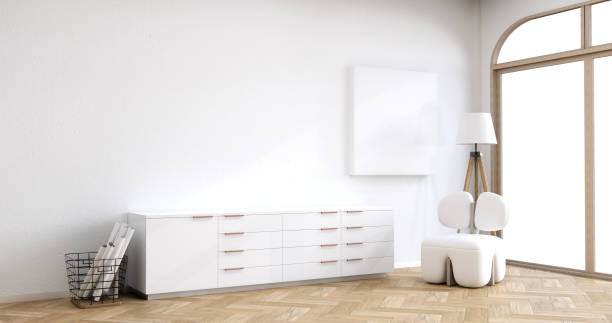 istock Cabinet wooden design on white room interior modern style. 1672175968