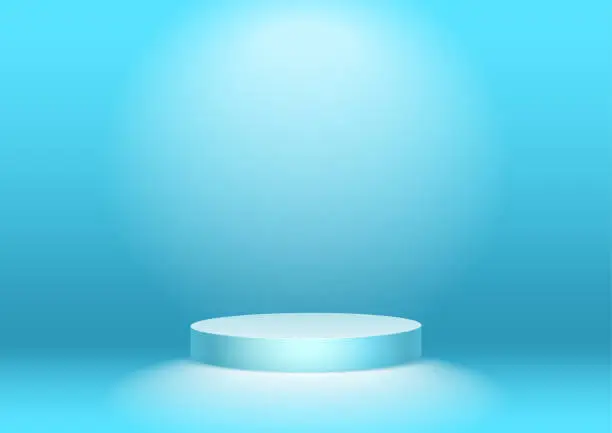 Vector illustration of Blue studio background lit by spotlights. A clean background