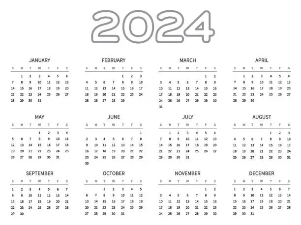 Vector illustration of 2024 Calendar Design