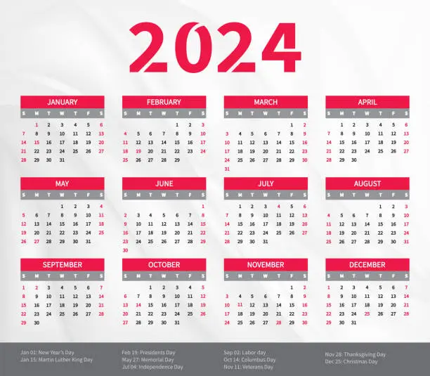 Vector illustration of 2024 Calendar Design