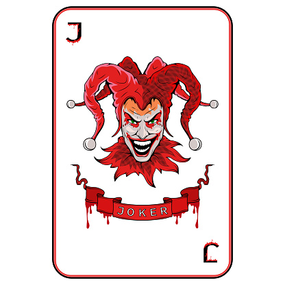 Joker playing card. Vector of Jolly Joker face
