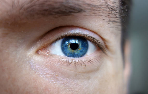 ojos azules de un hombre - ojos azules fotografías e imágenes de stock