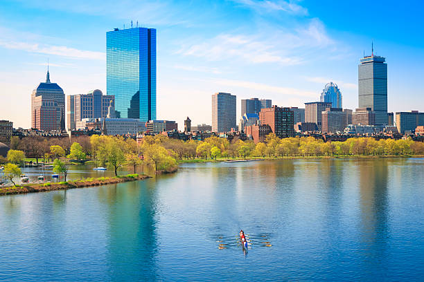 보스턴 백 베이 및 charles river - boston skyline charles river river 뉴스 사진 이미지