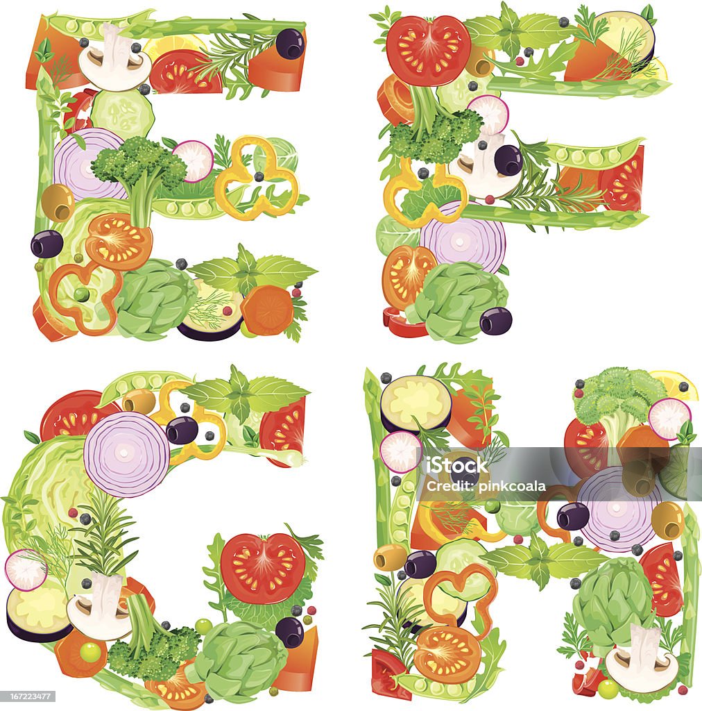 Lettre de l'Alphabet de légumes EFGH - clipart vectoriel de Aneth libre de droits