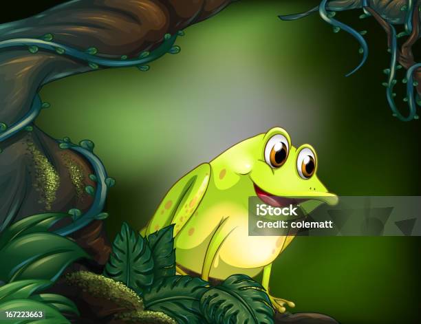 Grand Arbre Avec Une Grenouille Verte Vecteurs libres de droits et plus d'images vectorielles de Algue - Algue, Amphibien, Arbre