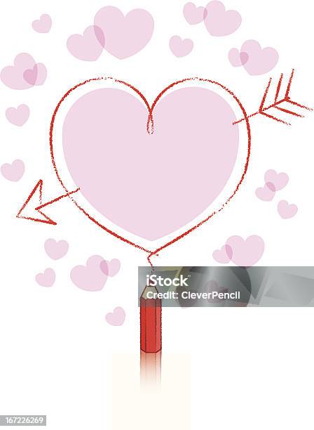 赤鉛筆画矢印の中心でピンクの中綿ボーダー - いたずら書きのベクターアート素材や画像を多数ご用意 - いたずら書き, ひらめき, アイデア