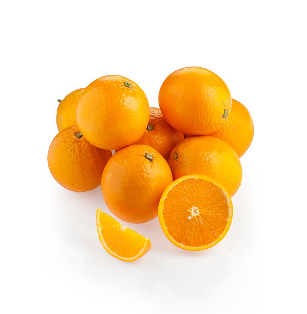 Orange group with a slice and wedge stock photo