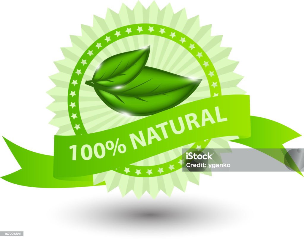 100% . rótulo verde natural, isolado em ilustração de white.vector - Royalty-free Acidente Natural arte vetorial