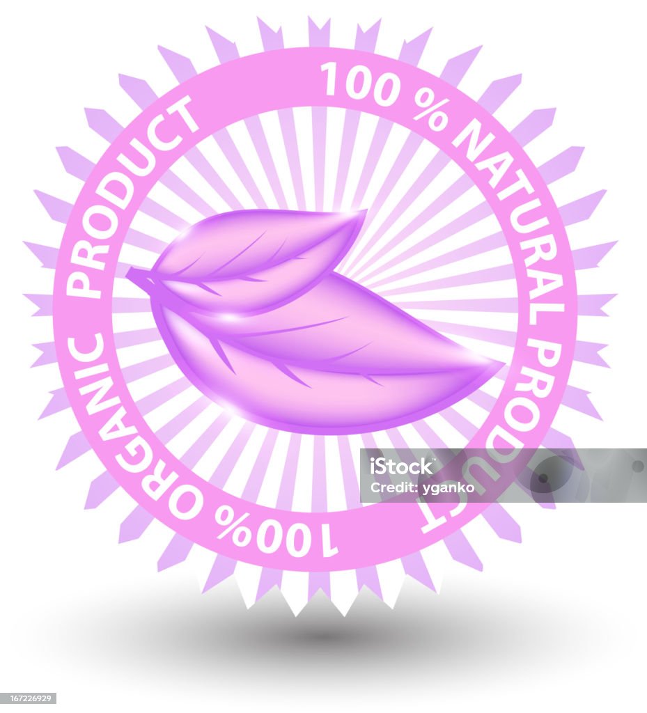 100% 天然のピンクのラベルで分離 white.vector イラストレーション - アイコンのロイヤリティフリーベクトルアート