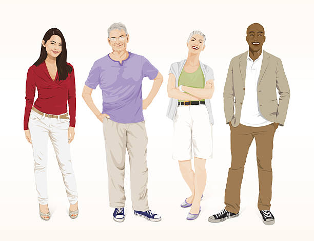 Detailed Smart Casual People  full length illustrations stock illustrations