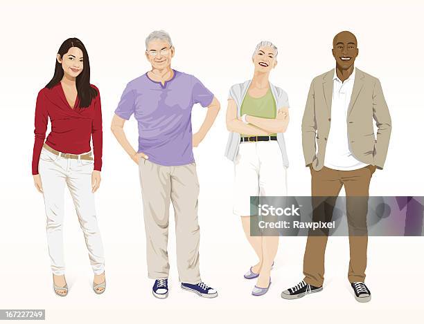 Detailed Smart Casual People Stock Illustration - Download Image Now - Senior Adult, Women, Illustration