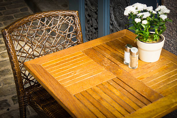 istock Vintage old fashioned cafe chairs with table in Copenhagen, Denm 167227994