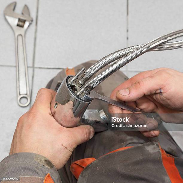 Plumber Work Stock Photo - Download Image Now - Adjustable Wrench, Adult, Adults Only