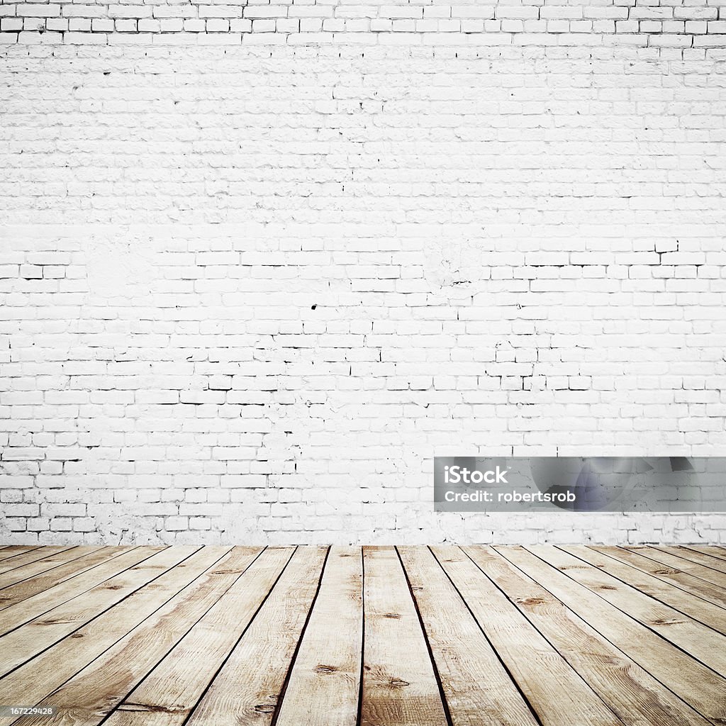 room room interior vintage with brick wall and wood floor background Ancient Stock Photo