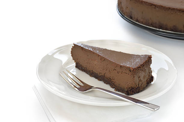 istock Slice of chocolate cheesecake on white plate 167229438