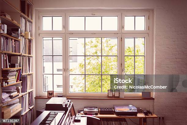 Window Into The Music Room Stock Photo - Download Image Now - Window, Living Room, Record - Analog Audio
