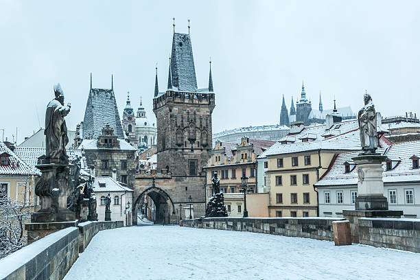 istock Snow Covered Charles Bridge in Prague 167230539