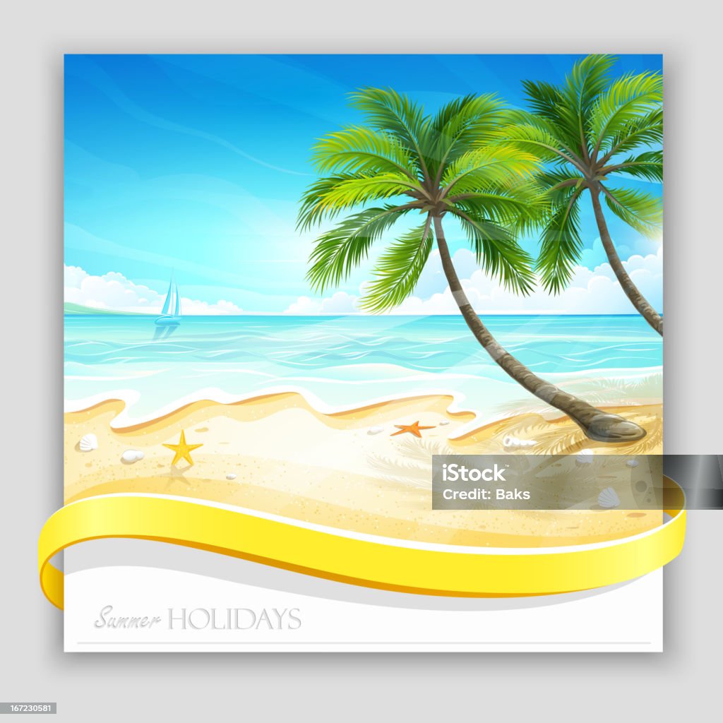 Ilha Tropical - Vetor de Areia royalty-free