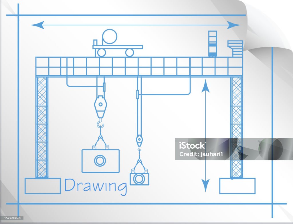 Технический чертеж Gantry журавль - Векторная графика Держать роялти-фри