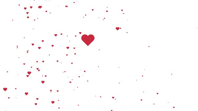Small hearts vertical flying up isolated on white background. Concept copy space love valentine's day animation.