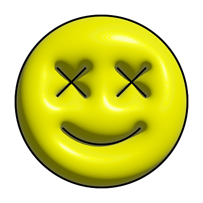 Smile Button. Glass Smile. Emojis Hand Drawn.