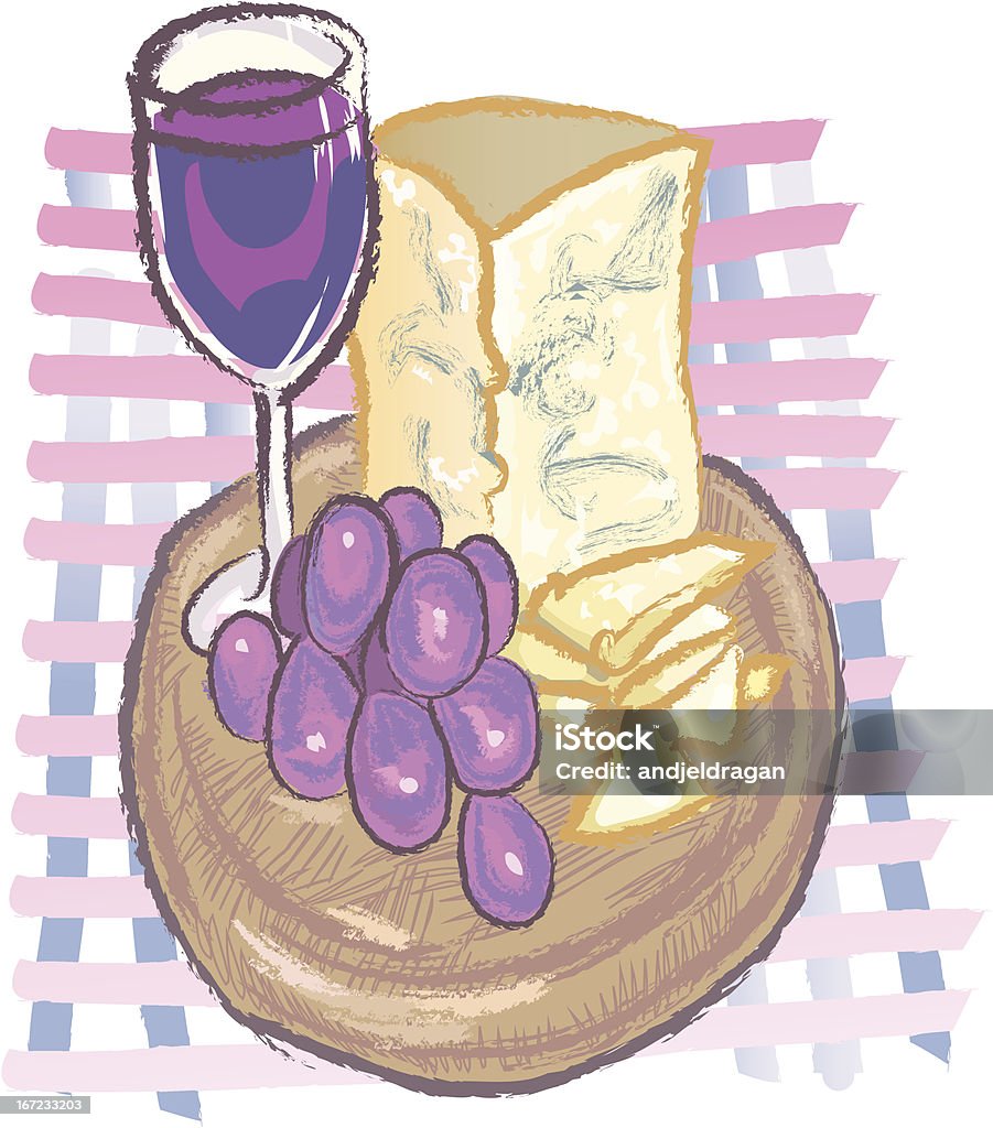 Wina, winogron i ser - Grafika wektorowa royalty-free (Alkohol - napój)