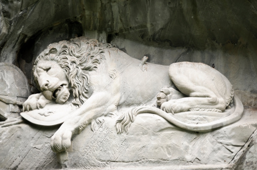 Lion Monument of Lucerne, Switzerland.  The monument was built in memory of the Swiss guards that died protecting the French King during the French Revolution.