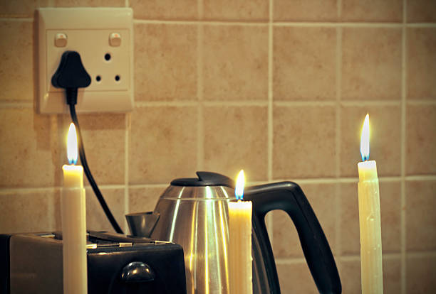 The kitchen without electricity power, back to candles, slight vignette, short DOF
