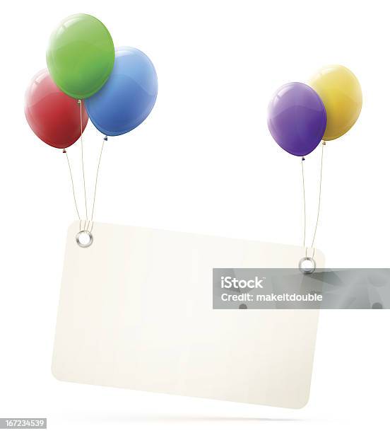 Realistico Colorato Buon Compleanno Palloncini Con Banner - Immagini vettoriali stock e altre immagini di Arancione