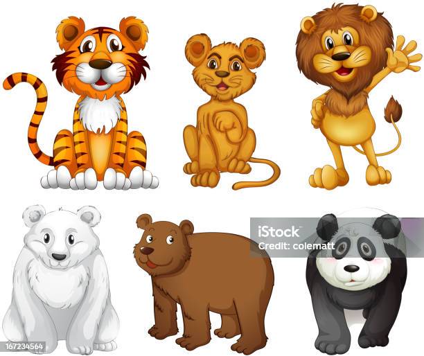 Six Wild Animals Stock Illustration - Download Image Now - Animal, Animal Wildlife, Animals In The Wild