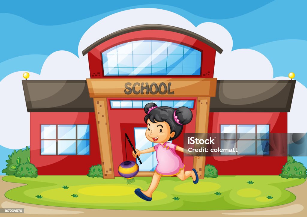 School Chinese girl in front of a school Adult stock vector