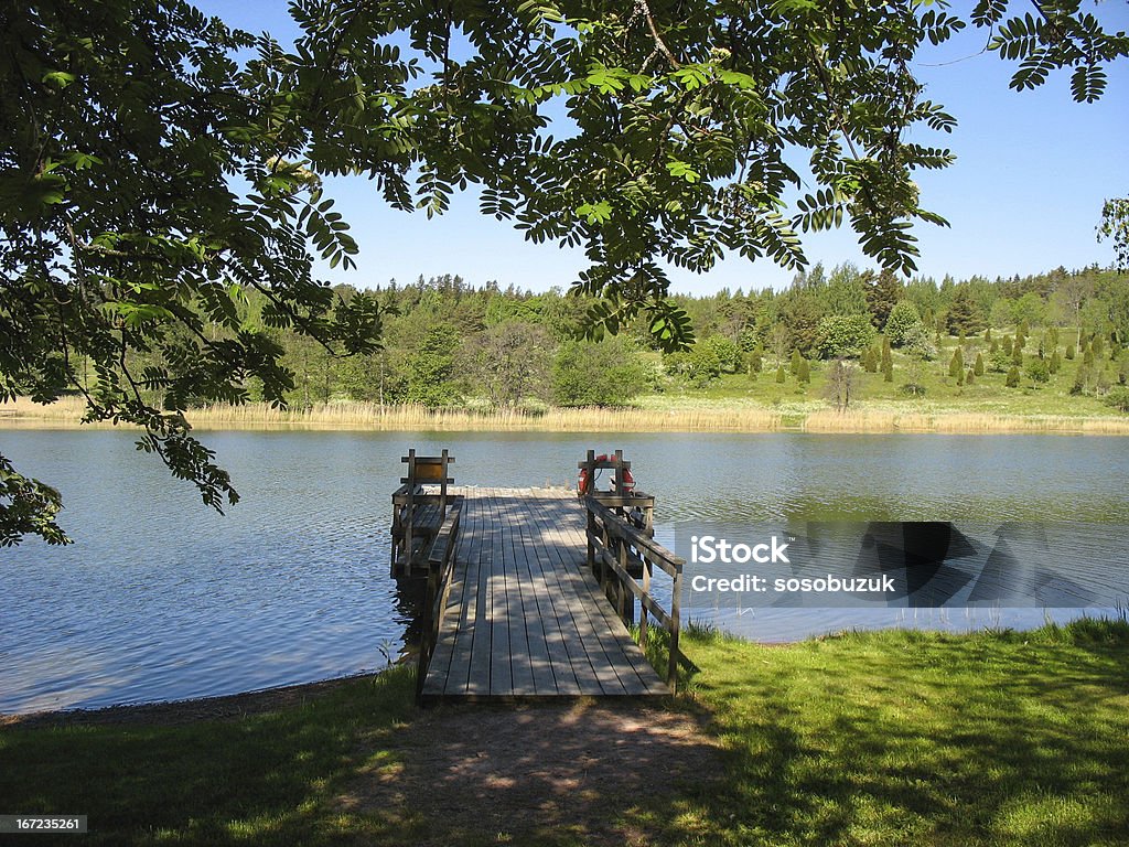 Pontoon und finnische lake - Lizenzfrei Ast - Pflanzenbestandteil Stock-Foto