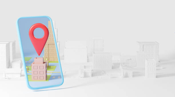 istock Smartphone screen with navigation app in city 1672353876