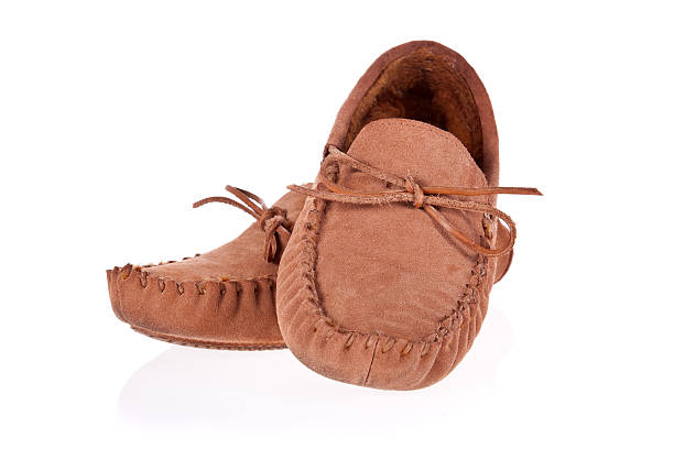 istock Pair of moccasin slippers isolated on white 167237059
