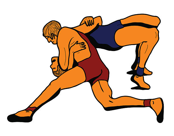 the bridge two greco roman wrestlers in a fight making the bridge position greco stock illustrations