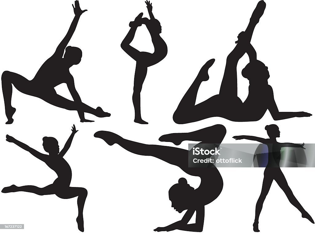 gymnastics and fitness silhouettes of women practicing gymnastics and fitness Active Lifestyle stock vector